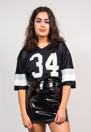 VINTAGE 90'S BLACK COLLEGE STYLE SPORTS JERSEY TOP T-SHIRT