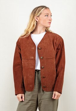 Vintage 80s Suede Jacket in Brown