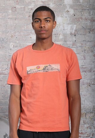 VINTAGE THE NORTH FACE MOUNTAIN GRAPHIC T-SHIRT ORANGE