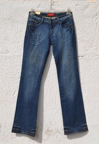 Deadstock y2k blue metallic/embellished details jeans