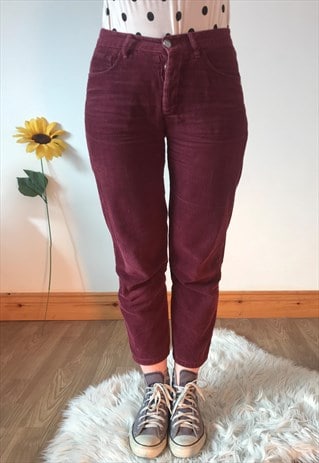 MAROON CORDUROY STRAIGHT LEG PANTS