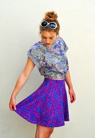 VINTAGE 70S PURPLE FESTIVAL SKATER SKIRT