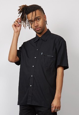 VINTAGE 90'S MOSCHINO BLACK UTILITY ZIP SHIRT