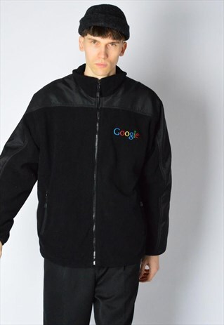 Y2K BLACK EMBROIDERED COMPUTER FLEECE