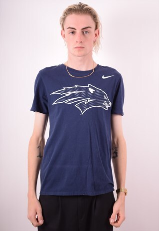 NIKE MENS VINTAGE T-SHIRT TOP SMALL NAVY BLUE 90S
