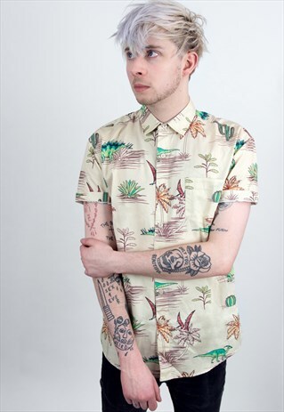 'DISCONTINUED REPTILES' SHORT SLEEVED DINOSAUR PRINT SHIRT