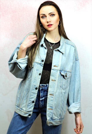 1990S VINTAGE WASHED LIGHT BLUE DENIM JACKET