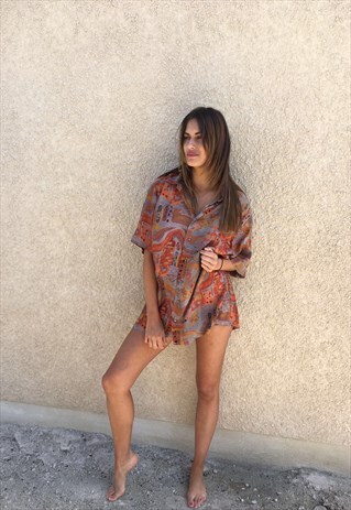 PATTERNED OVERSIZED RETRO VINTAGE UNISEX FESTIVAL SHIRT