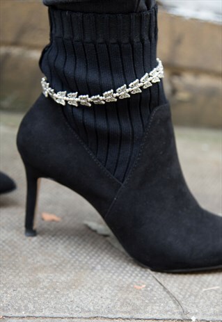 SILVER BUTTERFLY SHAPES ANKLET BOOT ACCESSORY/ BRACELET