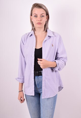 RALPH LAUREN SPORT WOMENS VINTAGE SHIRT LARGE PURPLE 90'S