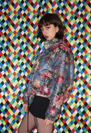 VINTAGE 90'S CROPPED FLORAL PUFFER JACKET