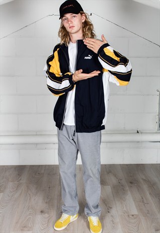 VINTAGE NAVY AND YELLOW TRACK TOP