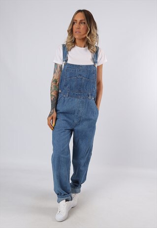 DENIM DUNGAREES VINTAGE WIDE TAPERED LEG UK 12 (3DT)