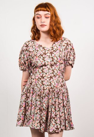 VINTAGE 90'S PASTEL FLORAL PATTERN DRESS