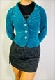 Vintage Size S Y2K Corduroy Blazer Jacket In Blue