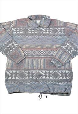 Vintage Fleece 1/4 Zip Retro Pattern Multi Medium