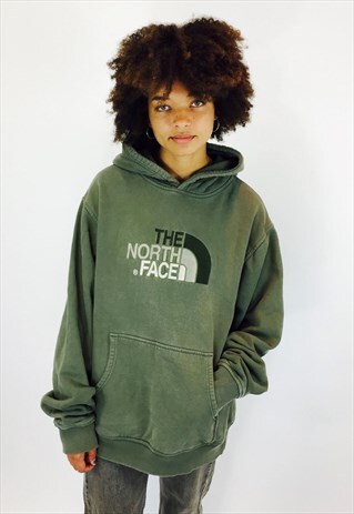 NORTH FACE EMBROIDERED GREEN HOODIE