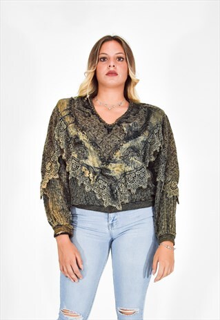 VINTAGE GREEN SWEATER CASUAL STYLE