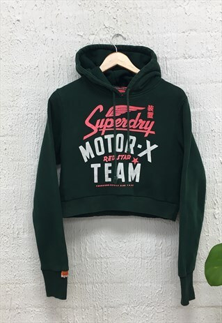 EMERALD GREEN SUPERDRY CROPPED HOODIE