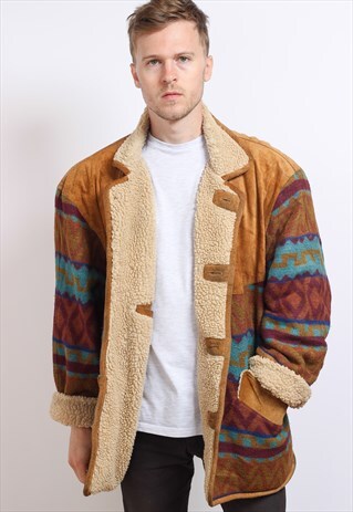 VINTAGE AZTEC FLEECE LINED JACKET