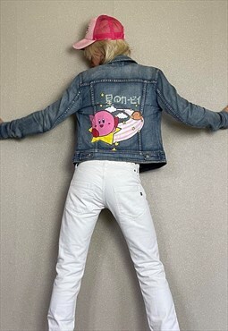 Vintage Y2K Esprit Handpainted Kirby Superstar Denim Jacket