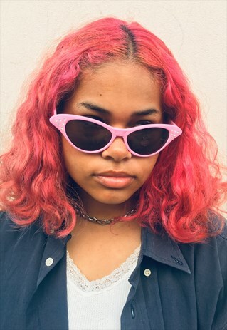 VINTAGE PINK SPARKLE 50S STYLE SUNGLASSES
