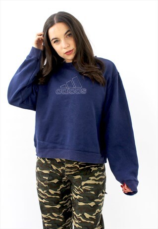 90'S RETRO NAVY EMBROIDERED SWEATSHIRT