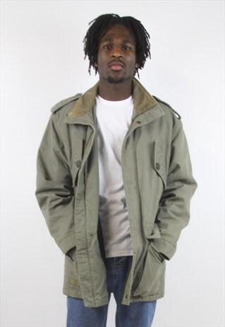 VINTAGE TIMBERLAND CORD COLLARED KHAKI JACKET