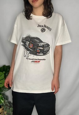 Vintage 90s Jack Daniels NASCAR top printed spellout top