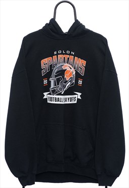 Retro Spartans Football Graphic Black Hoodie Mens