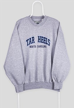Vintage Grey Embroidered Sweatshirt Tar Heels North Carolina