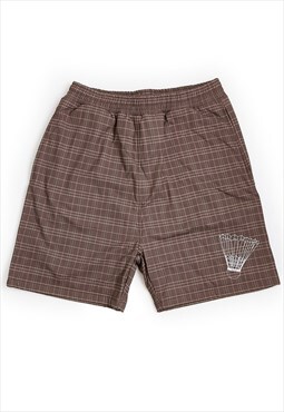 Brown badminton printed check shorts Y2k