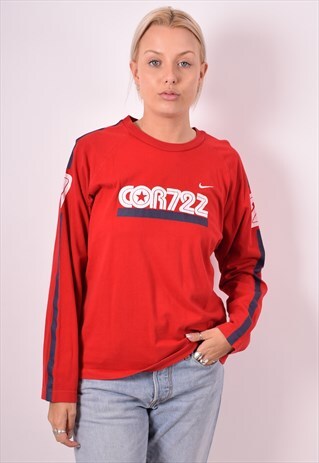 NIKE WOMENS VINTAGE TOP LONG SLEEVE XL RED 90S