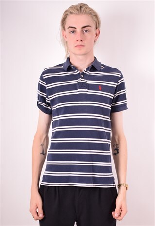 POLO RALPH LAUREN MENS VINTAGE POLO SHIRT SMALL NAVY 90S
