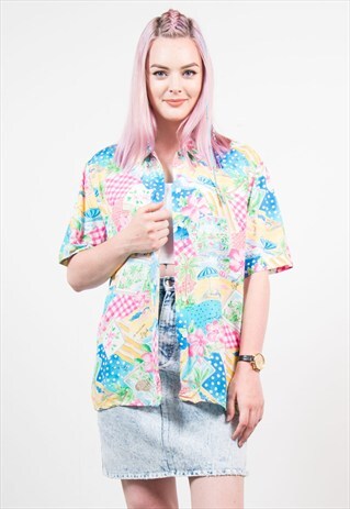 VINTAGE PATCHWORK PATTERNED 90'S SHIRT