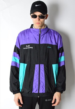 VINTAGE 90S PURPLE COLOUR BLOCK SHELL TRACK JACKET
