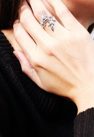 CZ LEAF STERLING SILVER RING