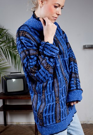 VINTAGE PATTERNED JUMPER WOMENS 2XL MENS XL
