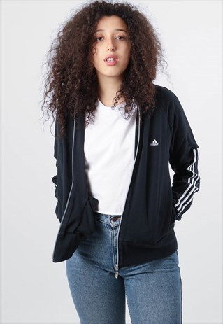 VINTAGE ADIDAS EMBROIDERED LOGO ZIPPED SWEATSHIRT
