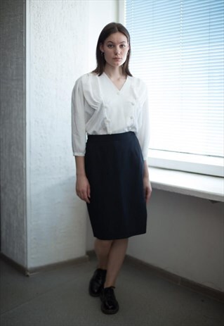 VINTAGE 90'S BLACK MIDI CLASSIC SKIRT
