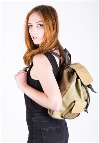 VINTAGE LEATHER BACK PACK, RUCK-SACK