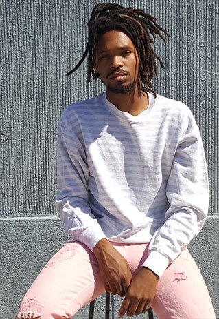 90S SKATER SURFER HORIZONTAL STRIPE SWEATSHIRT MEDIUM