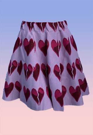 HEARTBREAKER KNIT SKATER SKIRT IN PINK