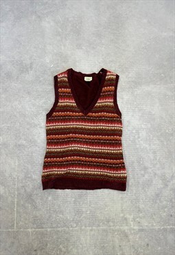 L.L.Bean Knitted Sweater Vest Abstract Patterned Knit
