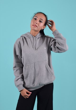 GREY NIKE EMBROIDERED HOODIE