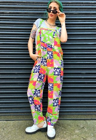 VINTAGE FLUORESCENT SILK DUNGAREES