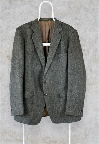 Vintage Geis Blazer Jacket Green Pure New Wool Men Large 46