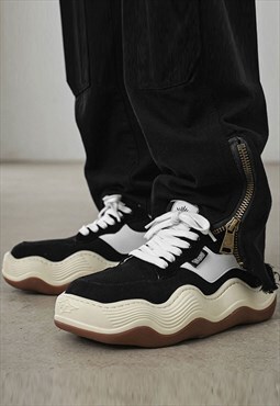 Chunky sole sneakers distressed platform skater shoes 