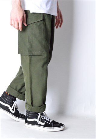 VINTAGE 80S KHAKI GREEN PANTS