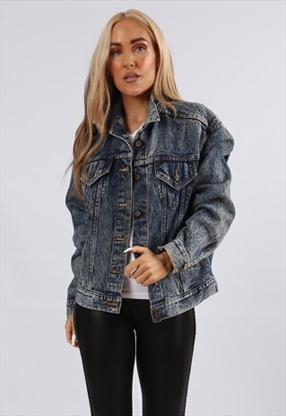VINTAGE 90'S USA ACID WASH DENIM JACKET RELAXED M (51C)